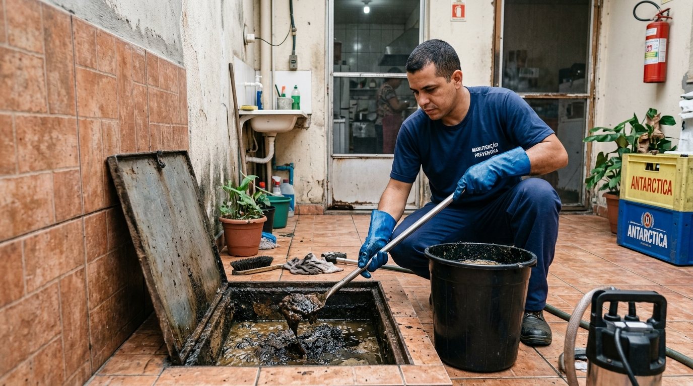 Limpeza de Caixa de Gordura com Equipe em Piracicaba‑SP